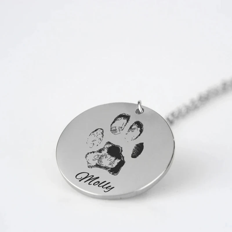 18K Gold Plated Custom Pet Paw Print Necklace