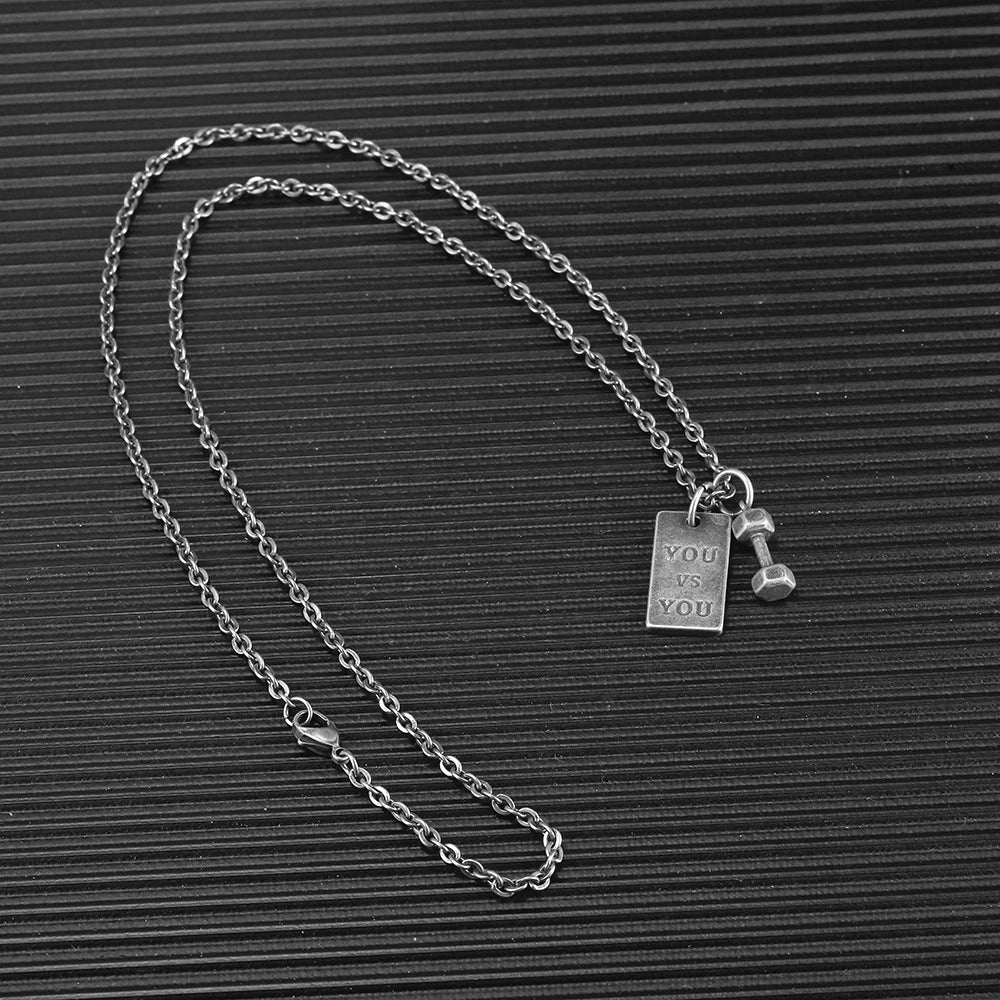 Dumbbell Pendant Stainless Steel Necklace – Sports & Gym Gift