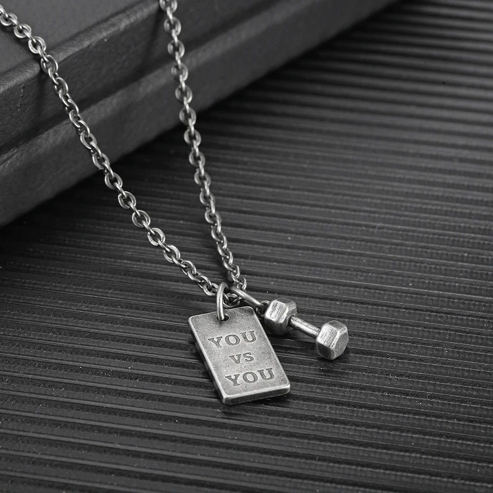 Dumbbell Pendant Stainless Steel Necklace – Sports & Gym Gift