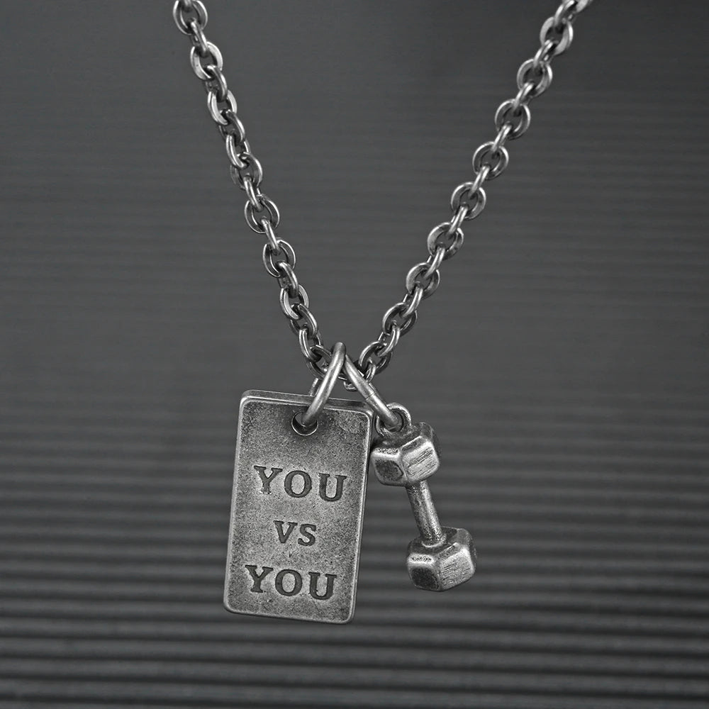 Dumbbell Pendant Stainless Steel Necklace – Sports & Gym Gift