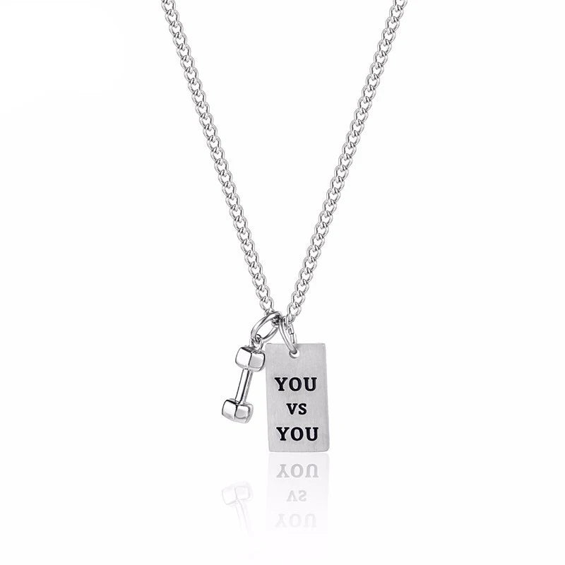 Dumbbell Pendant Stainless Steel Necklace – Sports & Gym Gift
