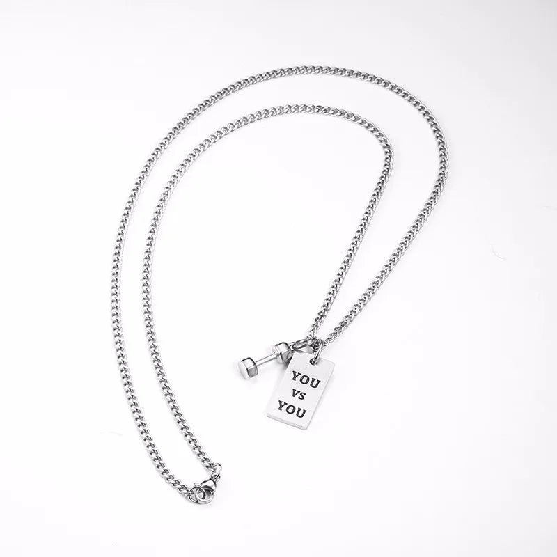 Dumbbell Pendant Stainless Steel Necklace – Sports & Gym Gift