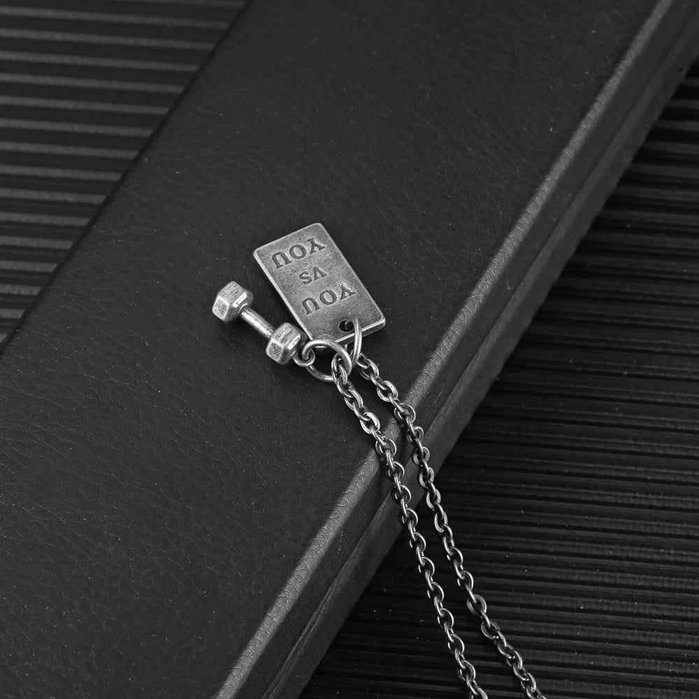 Dumbbell Pendant Stainless Steel Necklace – Sports & Gym Gift