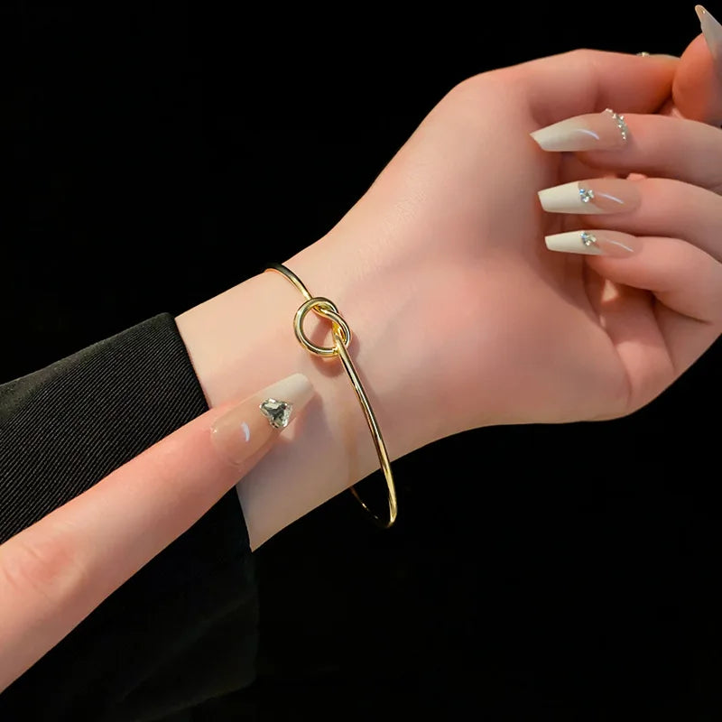 Vintage Woven Twist Stainless Steel Bangle Bracelet – Goth Streetwear