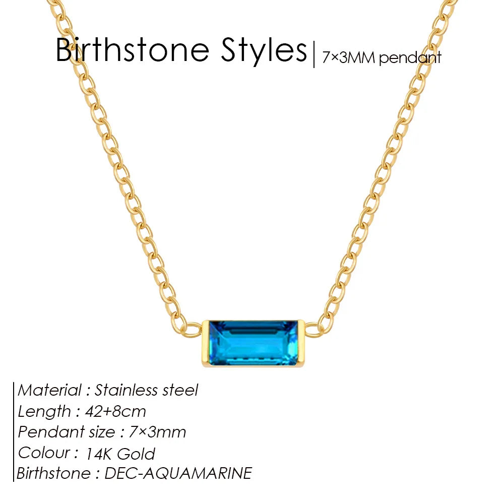Birthstone Necklace for Women | Baguette Crystal Pendant