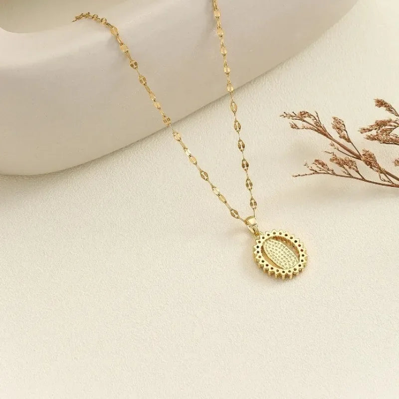 Cubic Zirconia Virgin Mary Chain Necklace