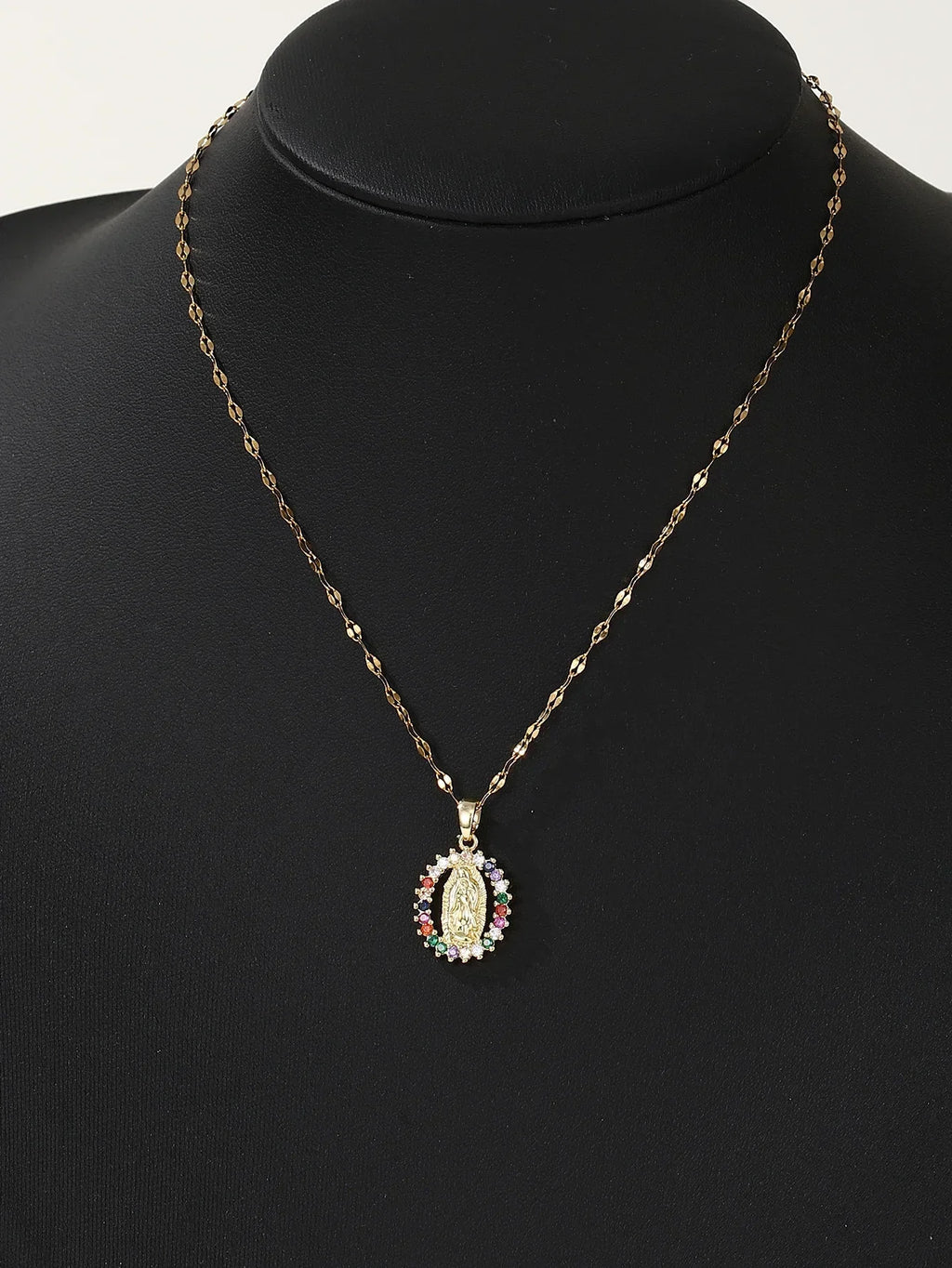 Cubic Zirconia Virgin Mary Chain Necklace