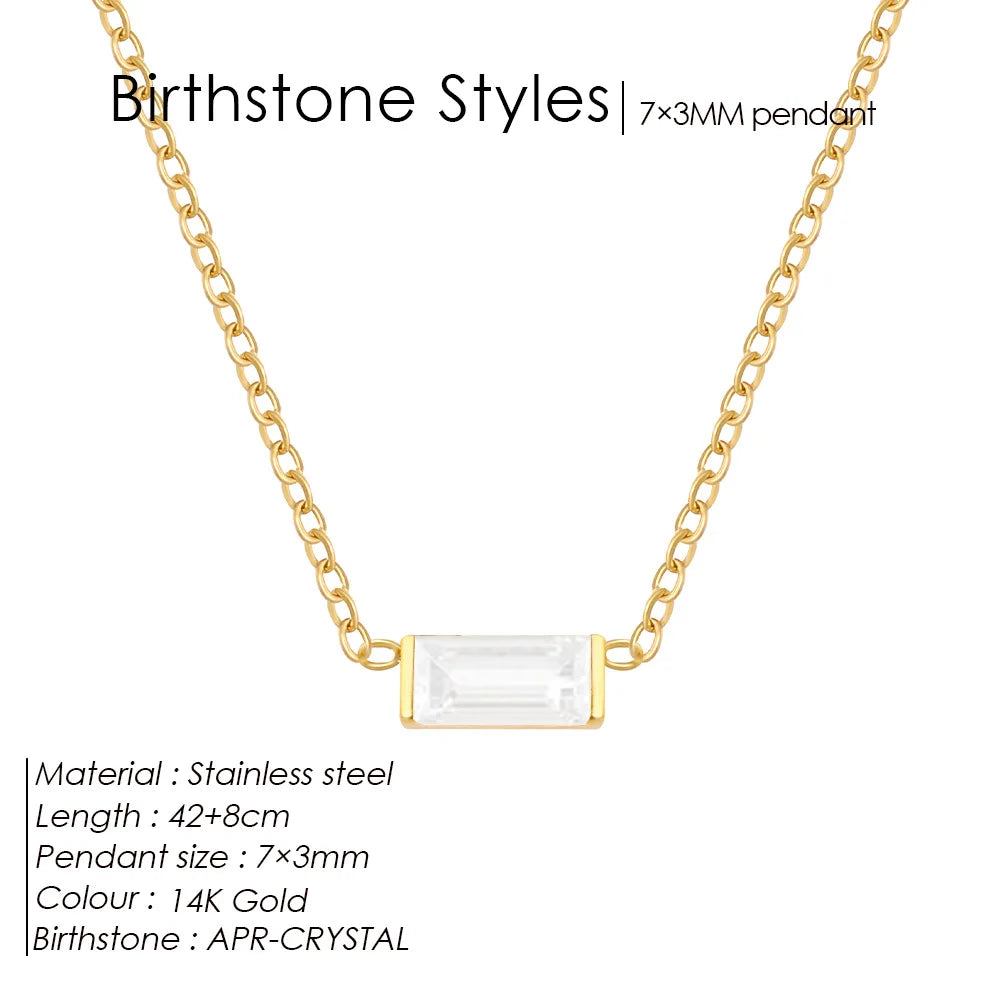 Birthstone Necklace for Women | Baguette Crystal Pendant