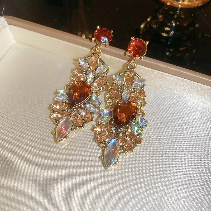 Boucles d'oreilles clip goutte d'eau bleue en cristal vintage | Clips d'oreille strass rétro français
