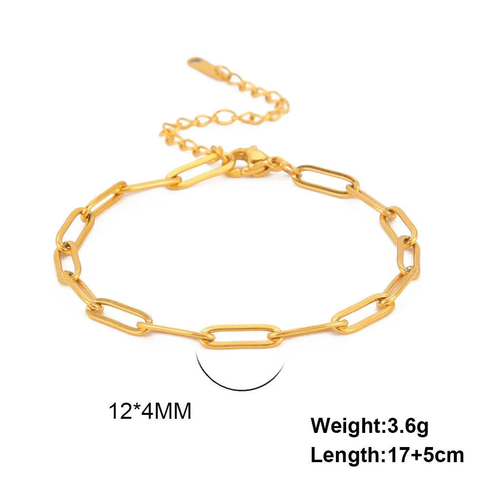 Stainless Steel Paperclip Chain Bracelet for Women