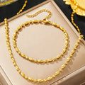 Minimalist Bead Chain Necklace & Bracelet Set for Women