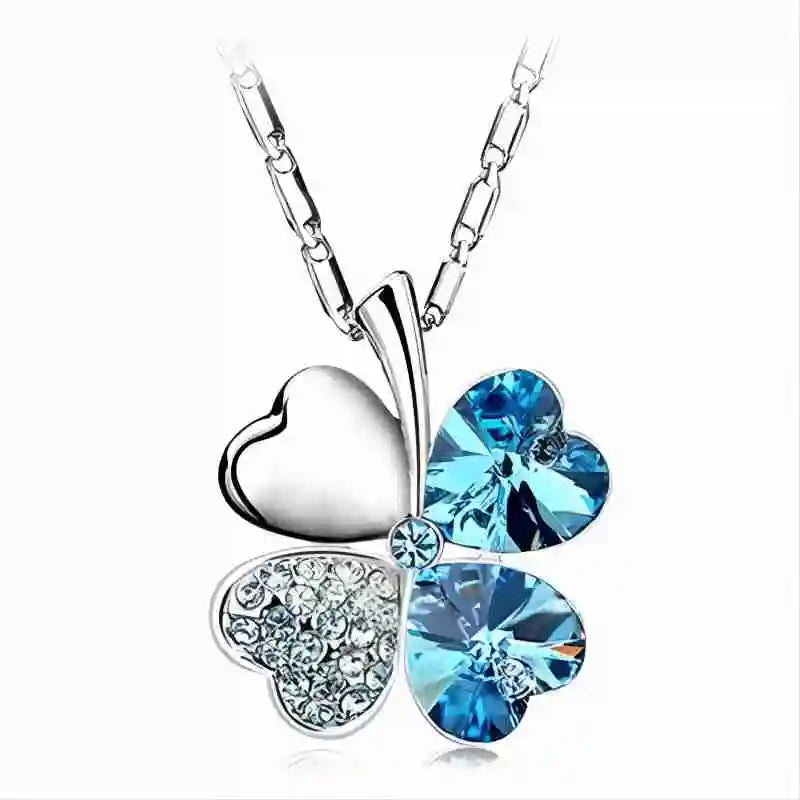 Crystal Four Leaf Clover Pendant Necklace