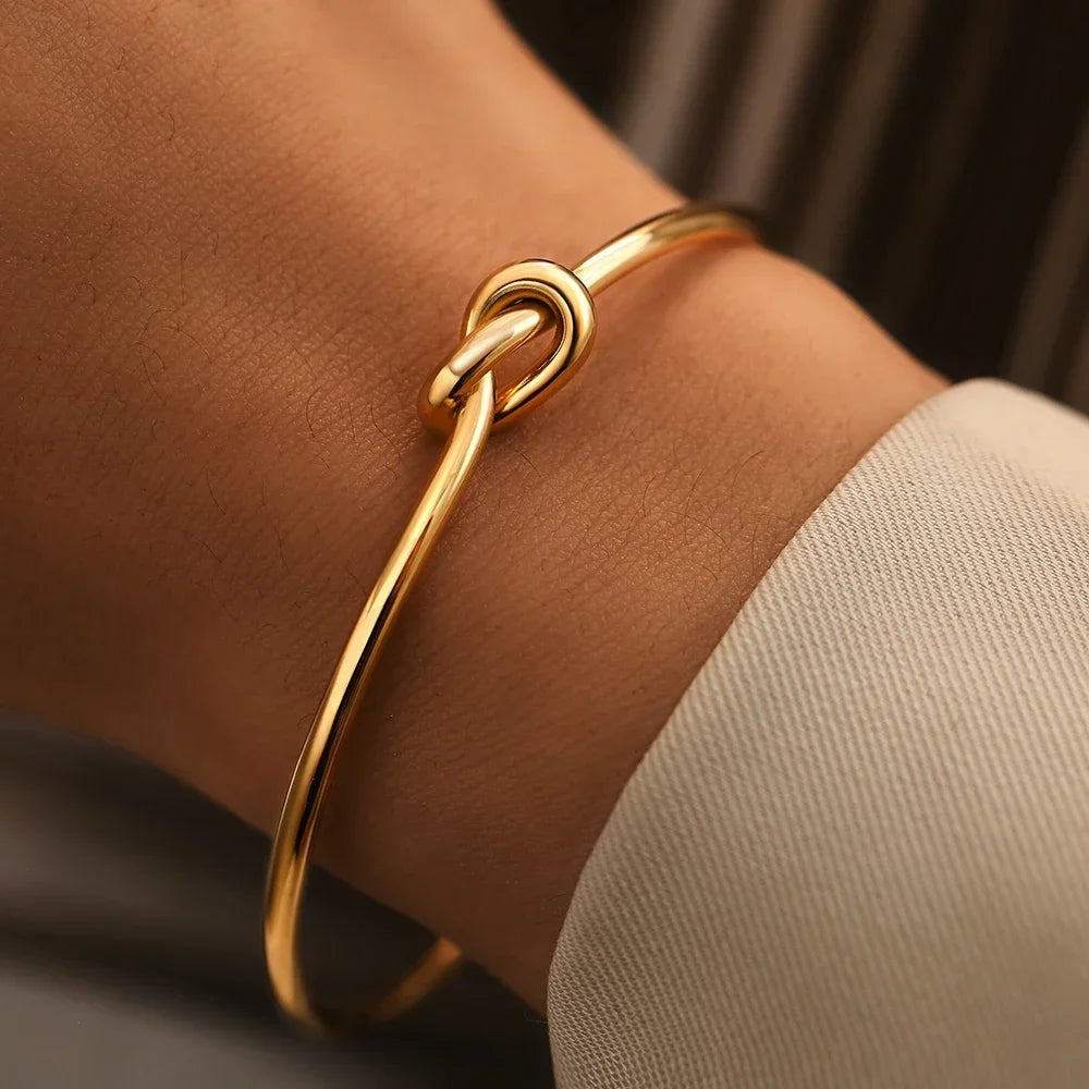 Vintage Woven Twist Stainless Steel Bangle Bracelet – Goth Streetwear