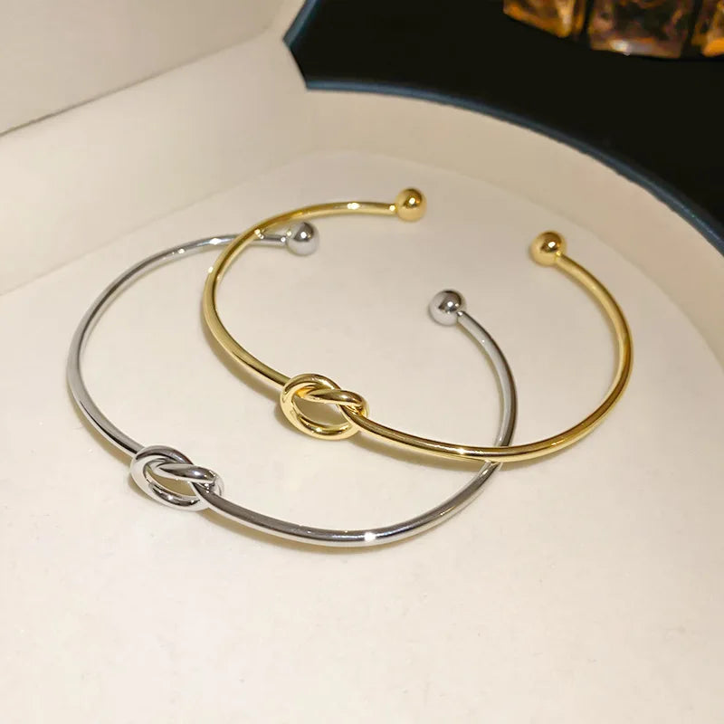Vintage Woven Twist Stainless Steel Bangle Bracelet – Goth Streetwear