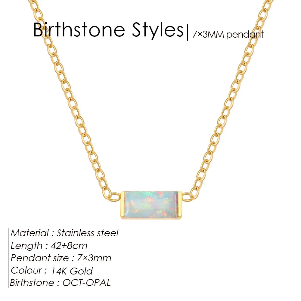 Birthstone Necklace for Women | Baguette Crystal Pendant