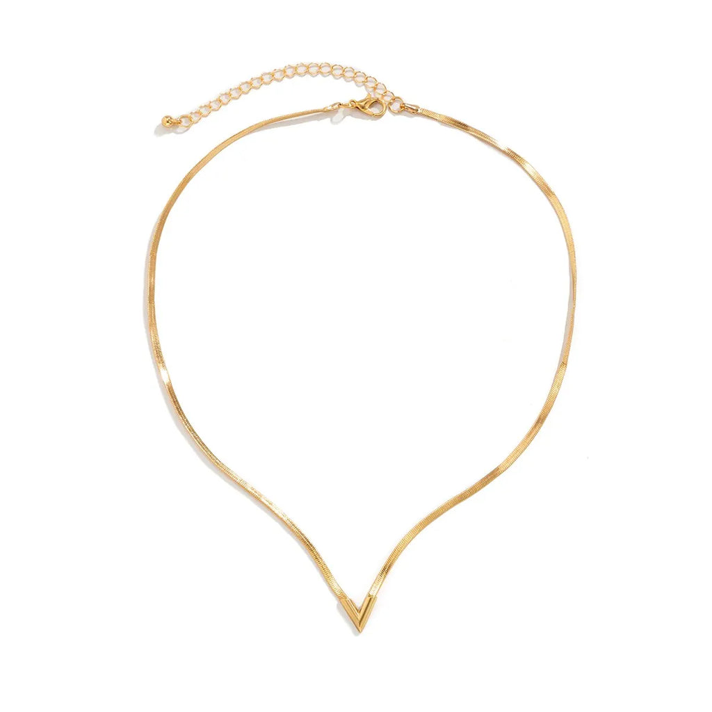 Gold necklace on a white background