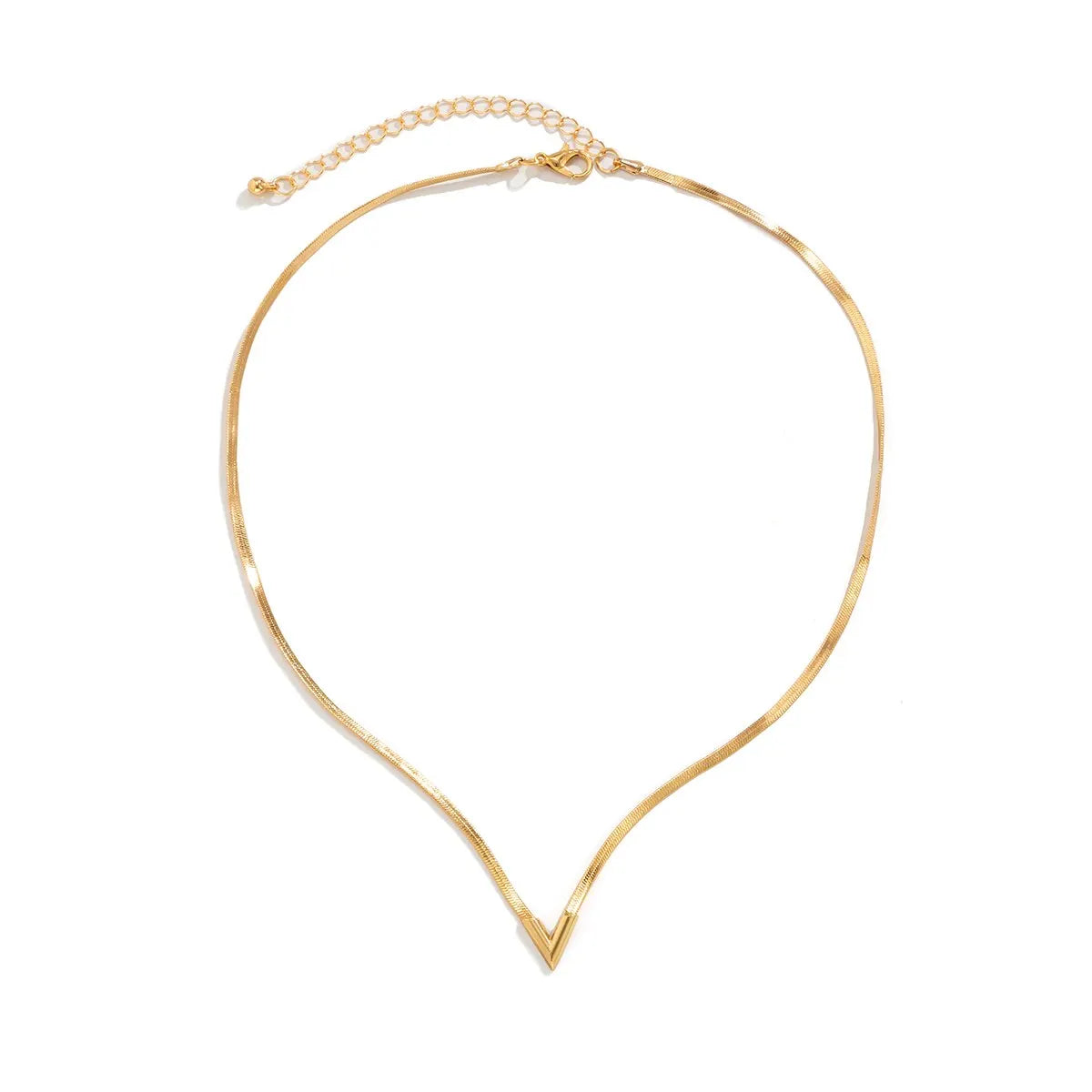 Gold necklace on a white background