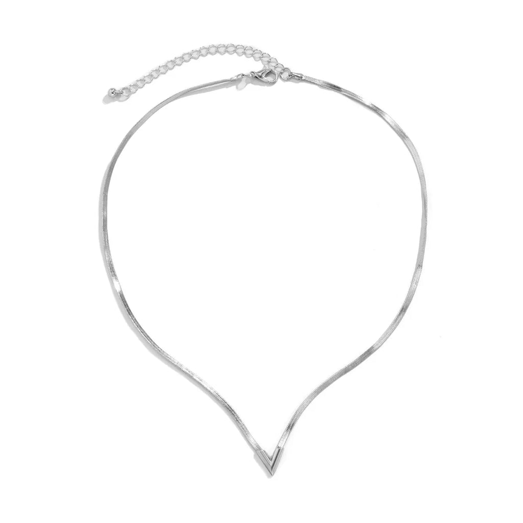 Silver necklace on a white background