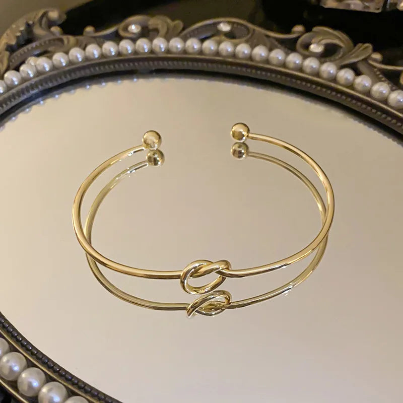Vintage Woven Twist Stainless Steel Bangle Bracelet – Goth Streetwear