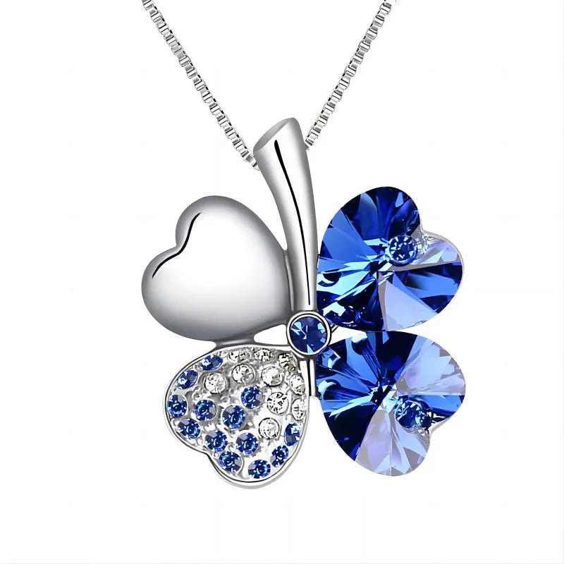 Crystal Four Leaf Clover Pendant Necklace