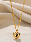 Gold Heart Charm Pendant Necklace for Women