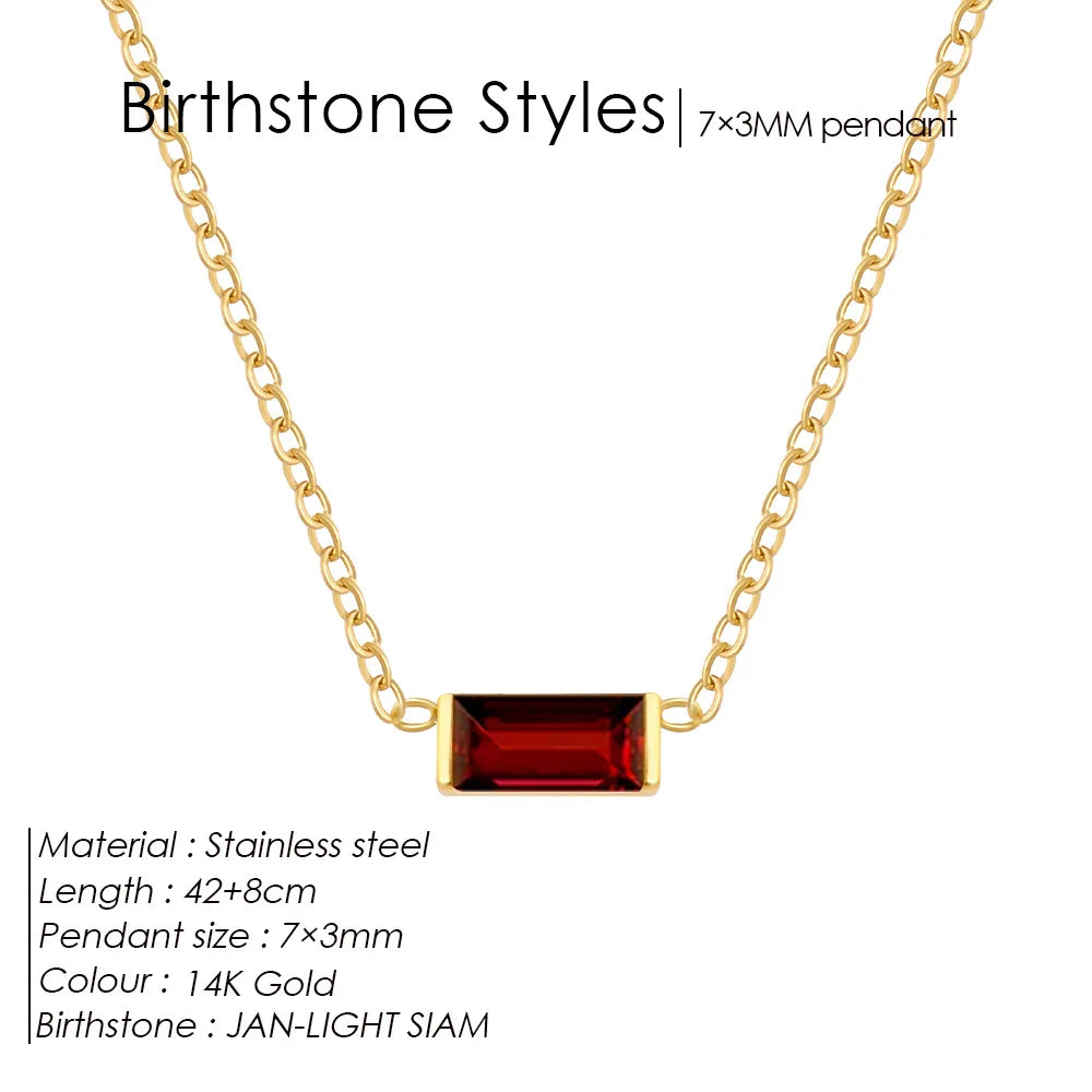 Birthstone Necklace for Women | Baguette Crystal Pendant