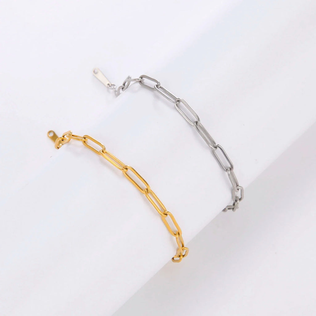 Stainless Steel Paperclip Chain Bracelet for Women