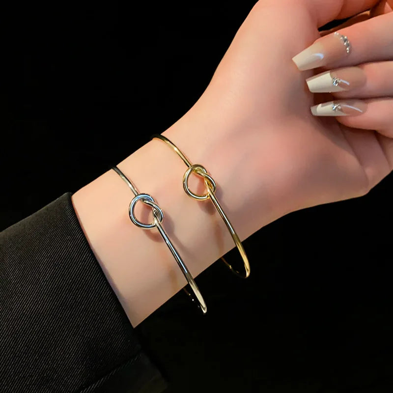 Vintage Woven Twist Stainless Steel Bangle Bracelet – Goth Streetwear