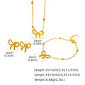 Gold Bowknot Jewelry Set for Women – Necklace, Bracelet & Earrings