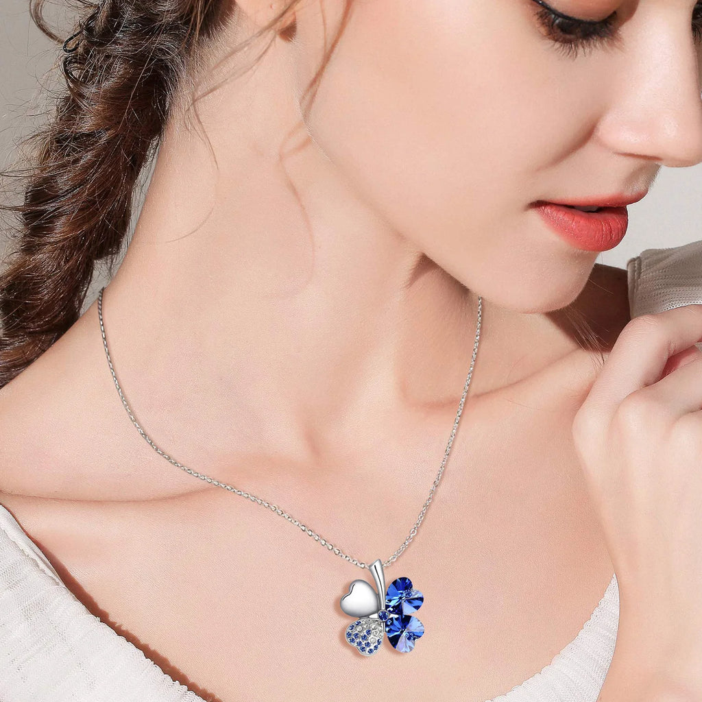 Crystal Four Leaf Clover Pendant Necklace