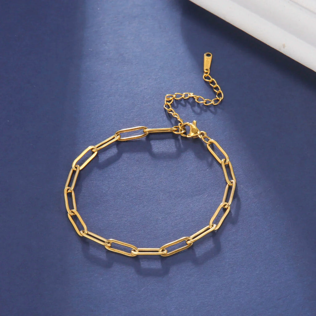 Stainless Steel Paperclip Chain Bracelet for Women
