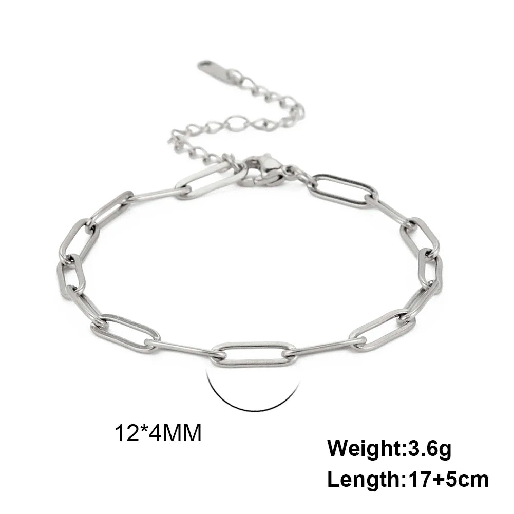 Stainless Steel Paperclip Chain Bracelet for Women