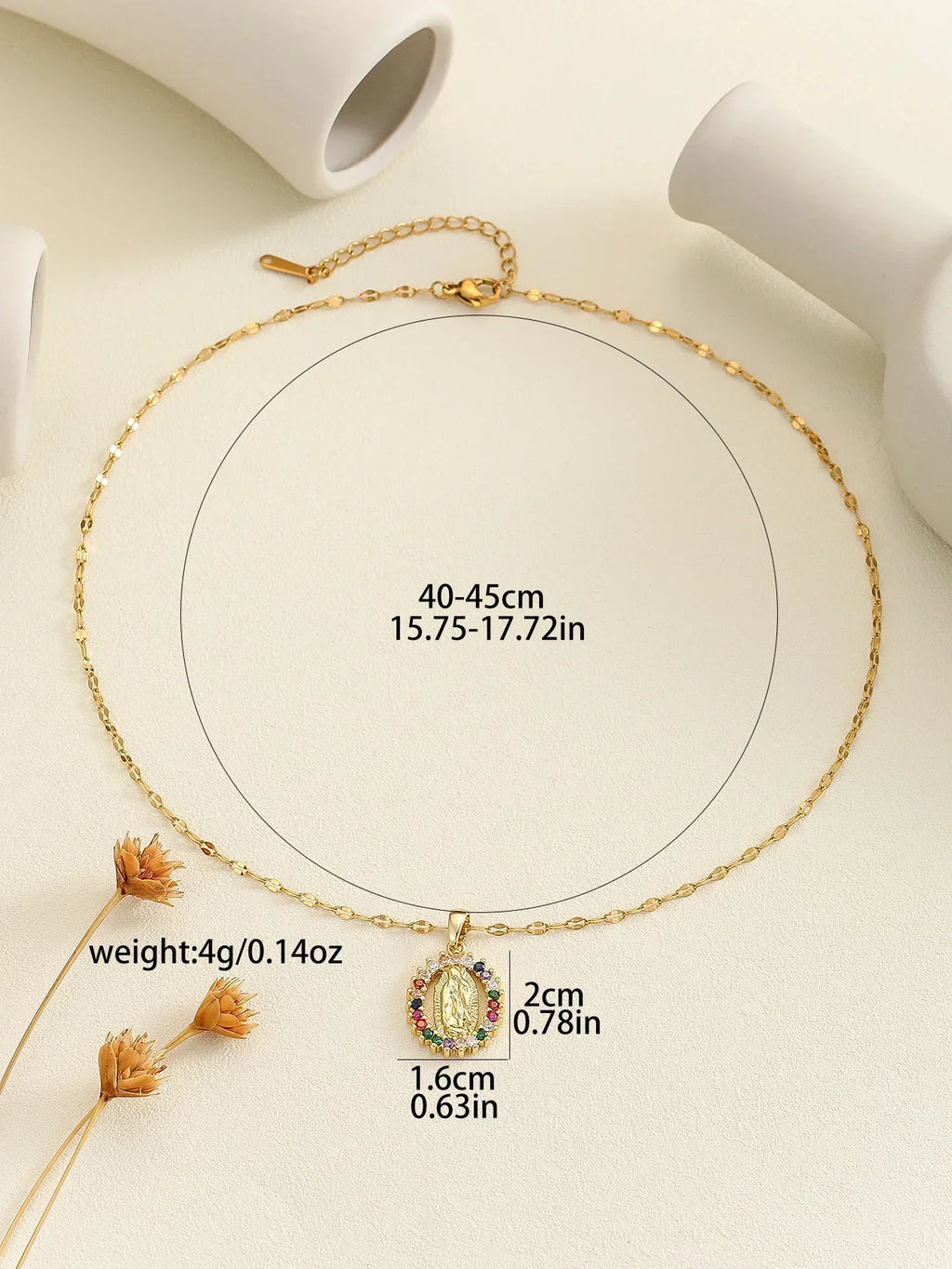 Cubic Zirconia Virgin Mary Chain Necklace
