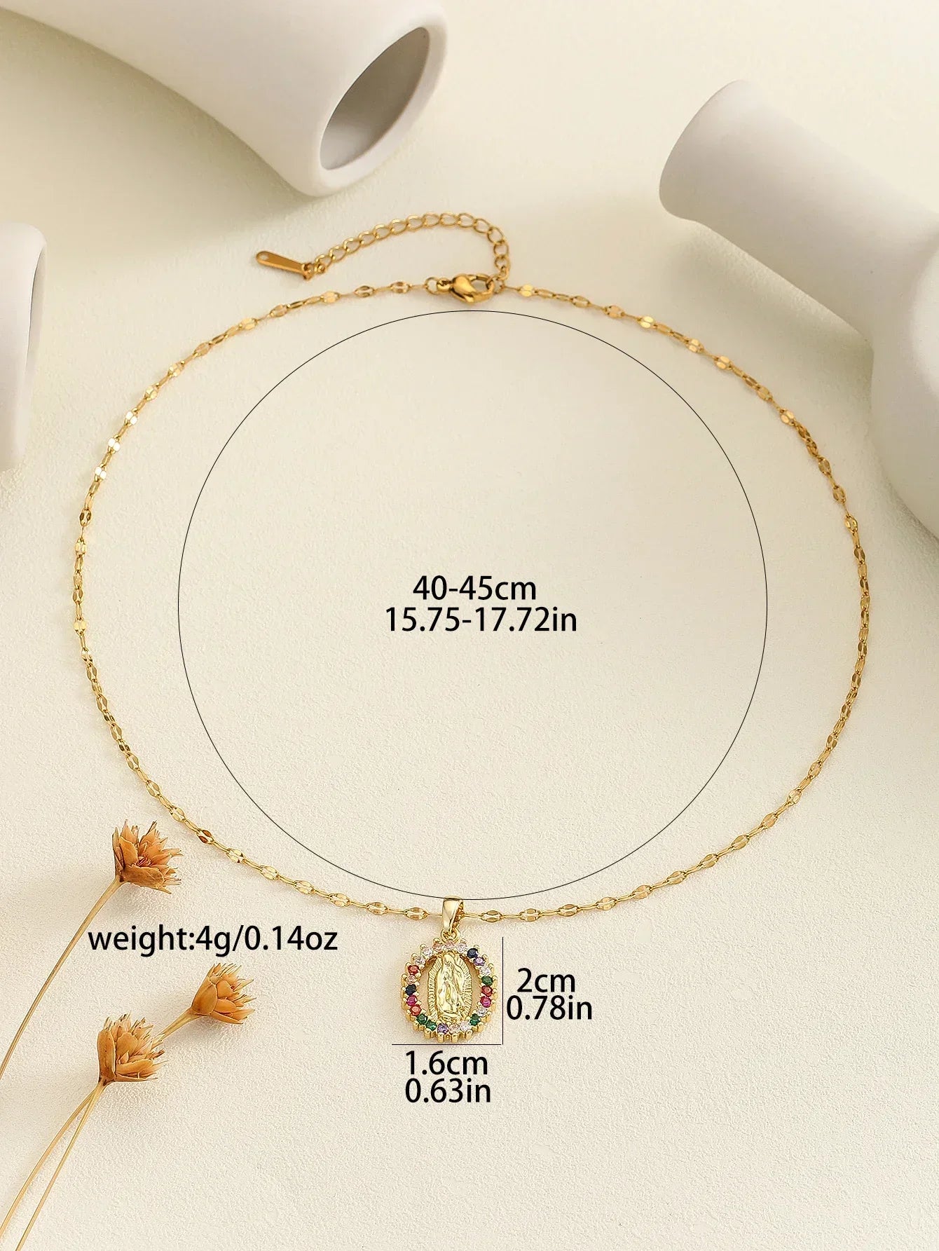 Cubic Zirconia Virgin Mary Chain Necklace