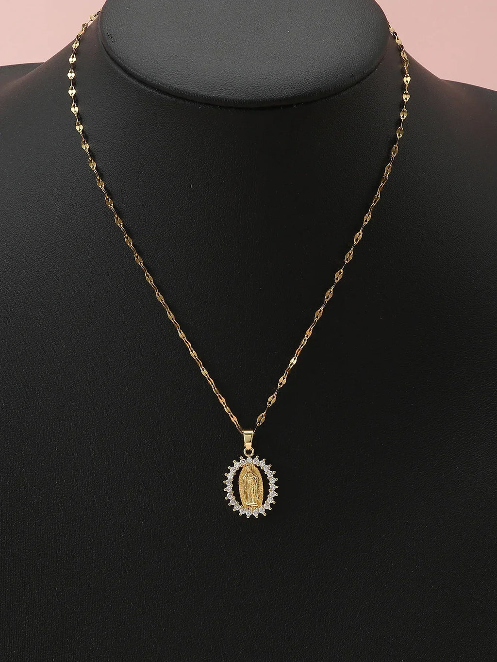 Cubic Zirconia Virgin Mary Chain Necklace