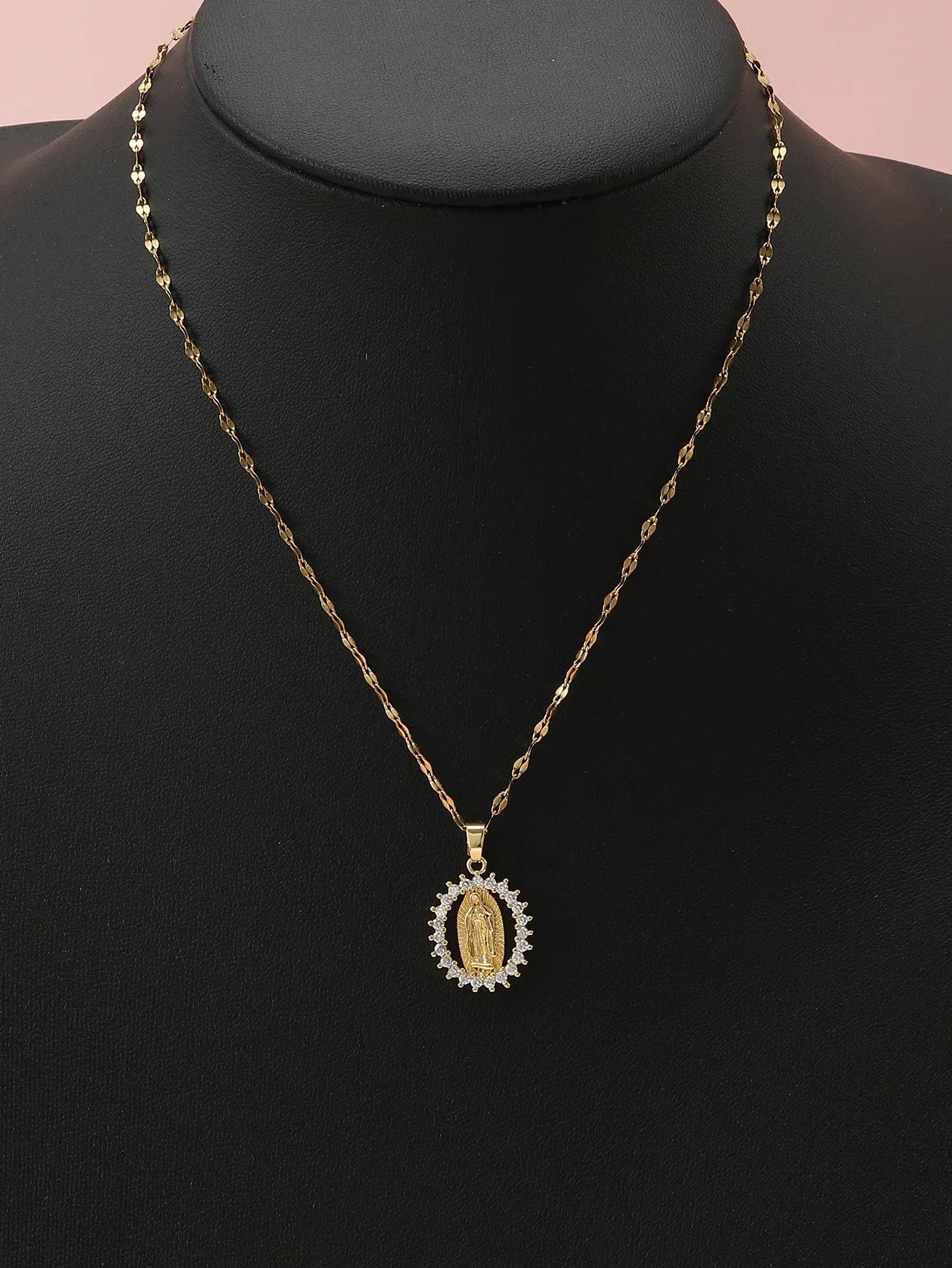 Cubic Zirconia Virgin Mary Chain Necklace