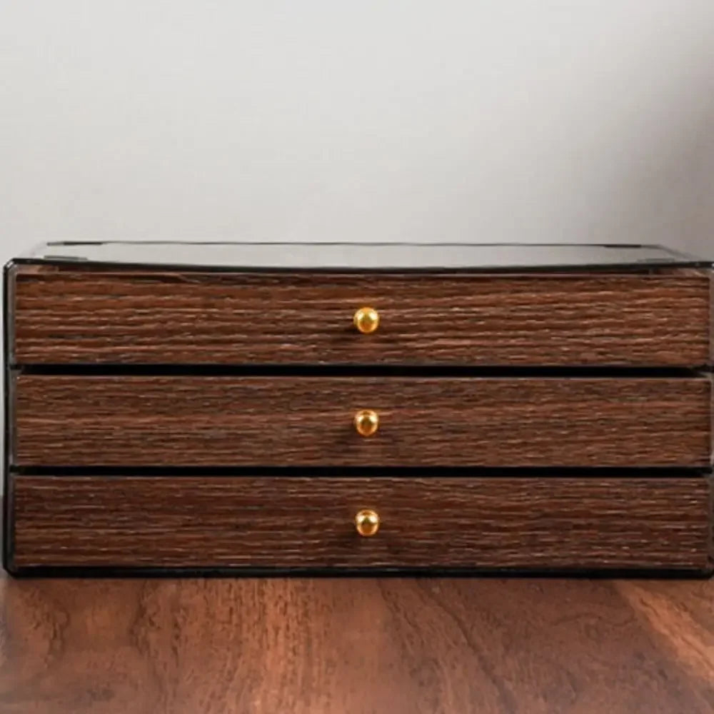Multi-Layer Wooden Jewellery Box | Transparent Window Storage Case for Rings, Necklaces & Earrings