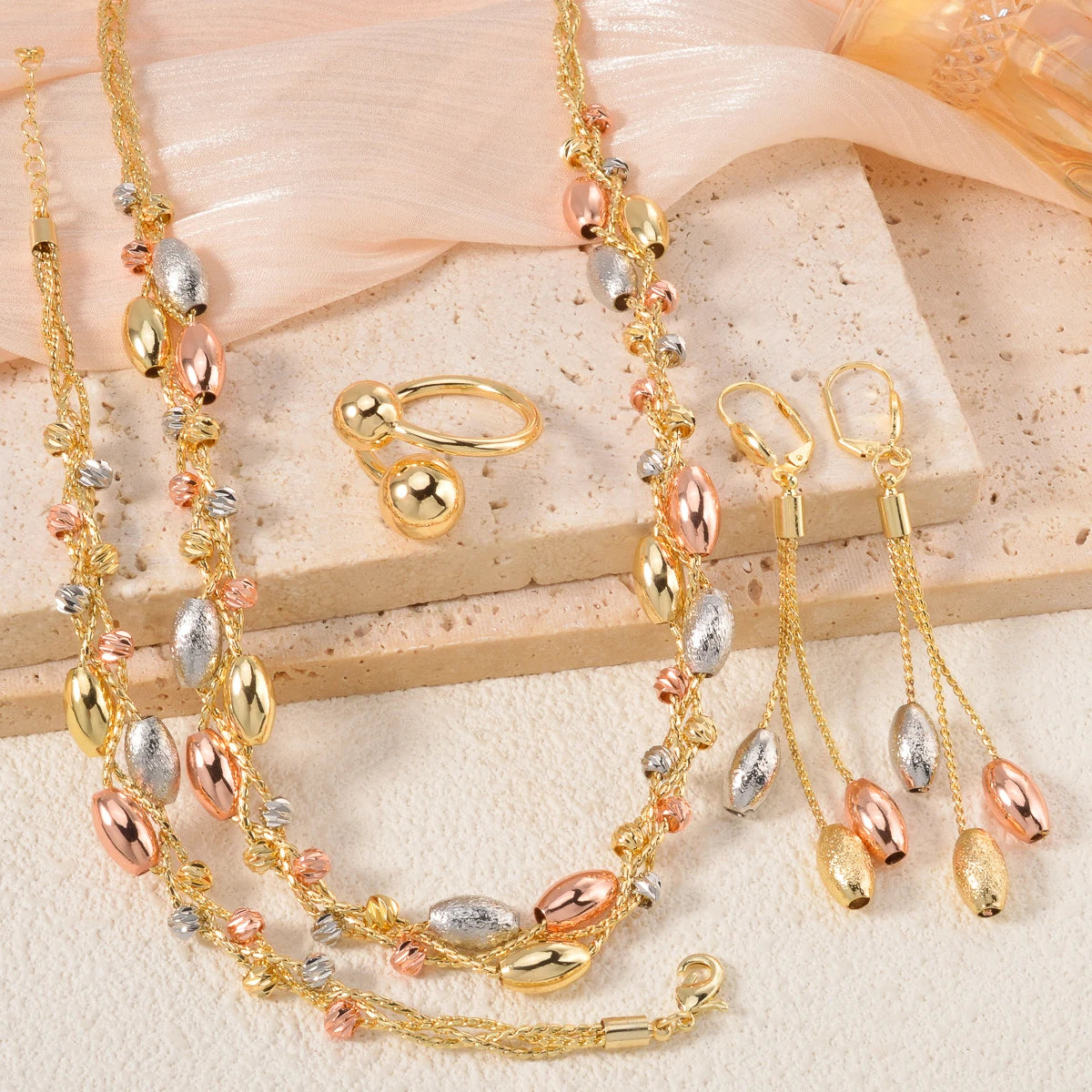 Pearl Pendant 4-Piece Jewellery Set | Necklace, Bracelet, Earrings & Ring