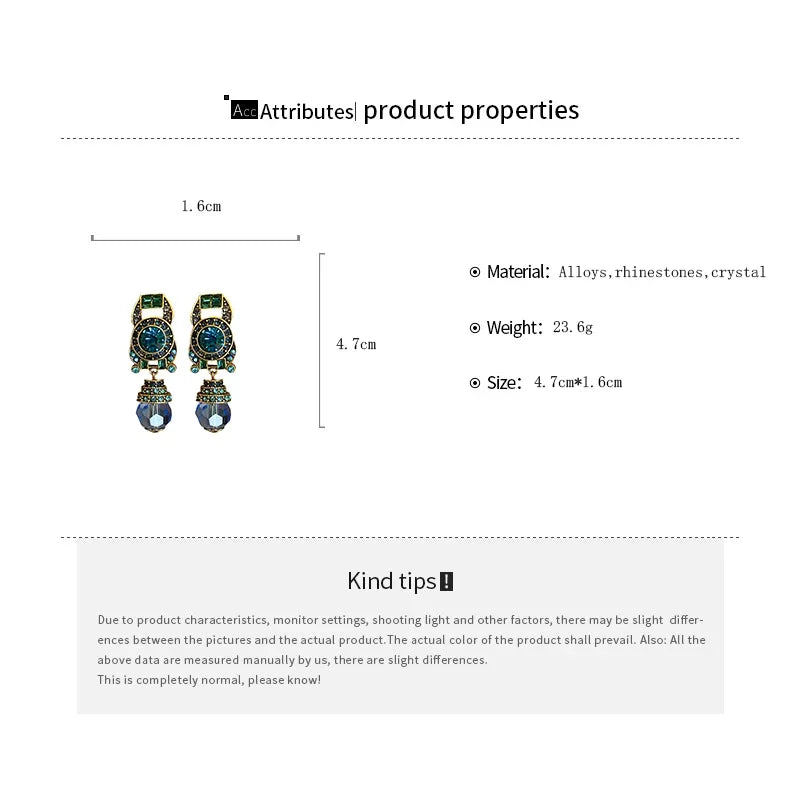 Product properties of earrings with dimensions and material details on a white background