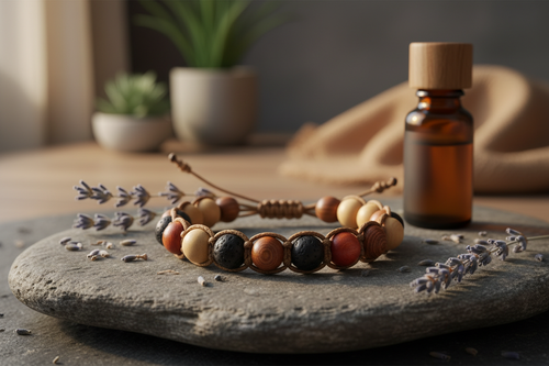 Aromatherapy lava stone diffuser bracelet with essential oils
