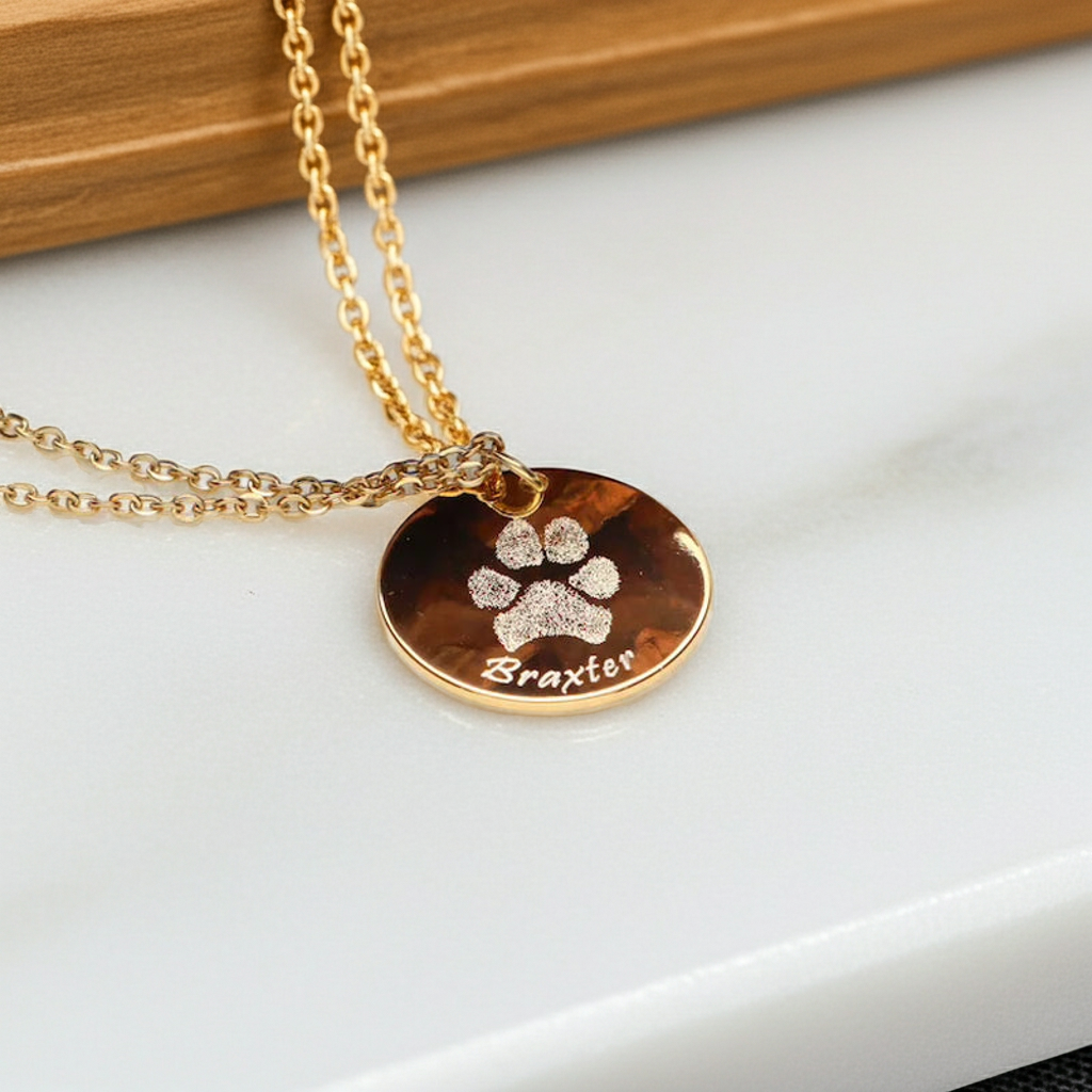 18K Gold Plated Custom Pet Paw Print Necklace